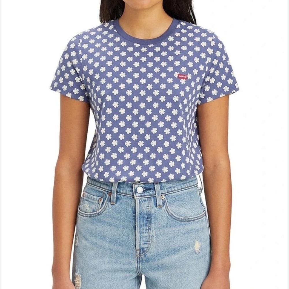 NEW Levi’s Perfect T-shirt in Madison Floral Crown Blue size Small